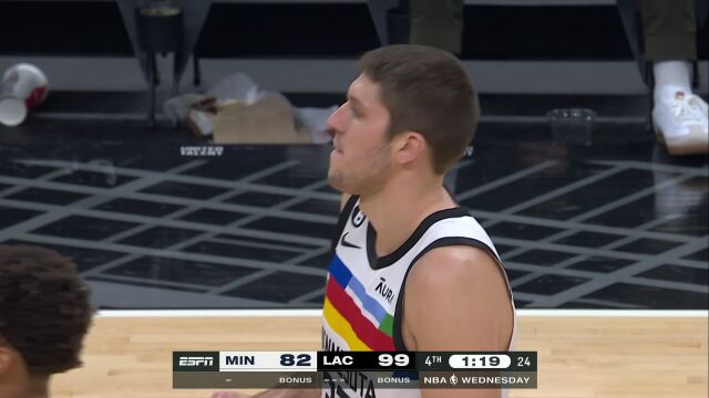 NBA常规赛：森林狼vs快船第4节英文原声回放