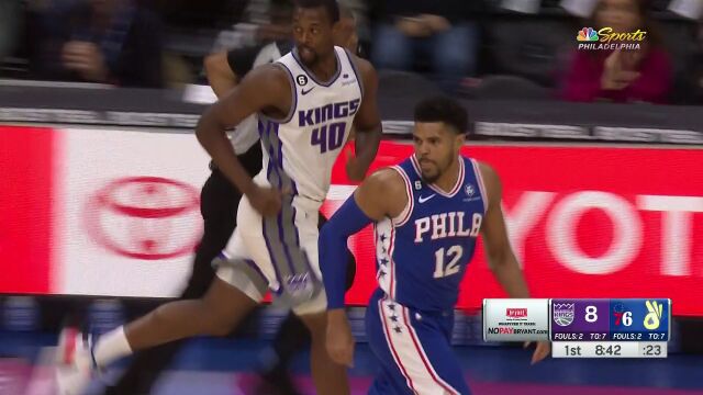 NBA常规赛：国王vs76人第1节 英文解说回放