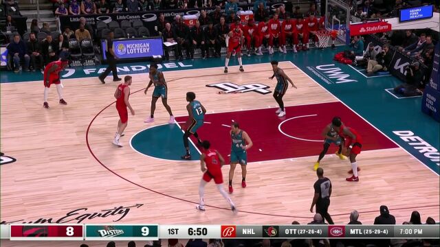 NBA常规赛：猛龙vs活塞第1节英文原声回放