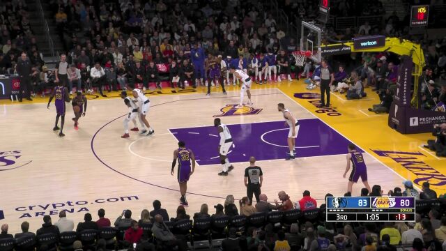 NBA常规赛：独行侠vs湖人第3节英文原声回放