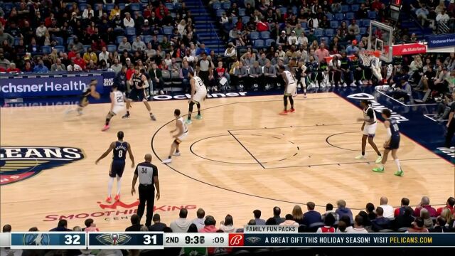 NBA常规赛：森林狼vs鹈鹕第2节中文解说回放
