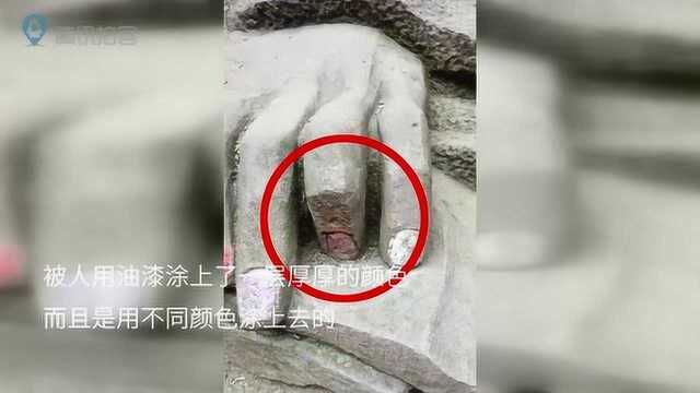 遵义桐梓县诗人李白雕像手指甲盖被涂不同颜色