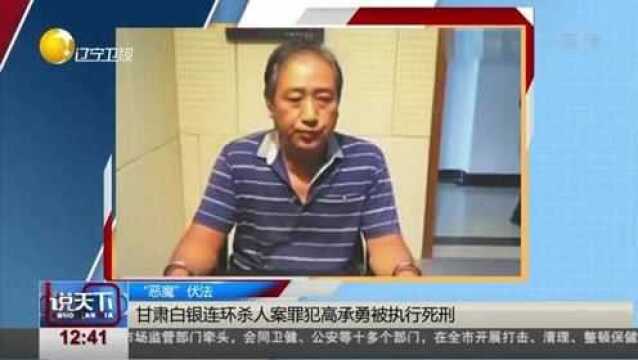 甘肃白银连环杀人案罪犯高承勇被判死刑,没收全部个人财产