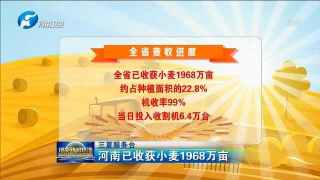 河南已收获小麦1968万亩