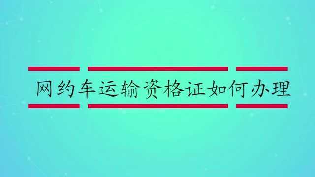 网约车运输资格证如何办理