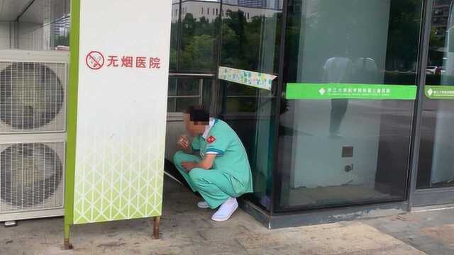 杭州最严控烟半年后 儿童医院禁烟标志成摆设