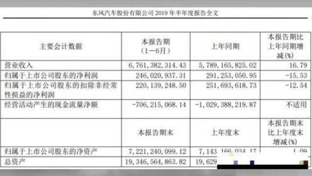 东风股份上半年营收67.61亿元 净利润同比下滑15.53%