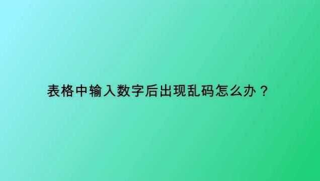 表格中输入数字后出现乱码怎么办?