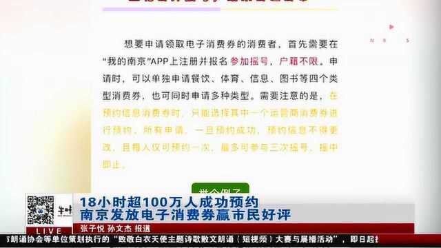 南京:18小时超100万人成功预约,南京发放电子消费券市民好评