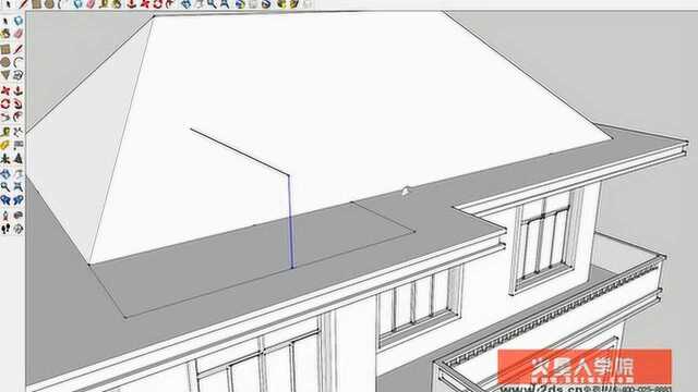 草图大师sketchup0307SU别墅模型栏杆与别墅屋顶的创建