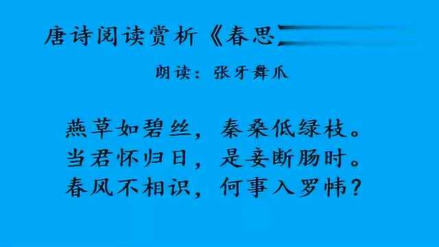 唐诗阅读赏析《春思》唐 李白 朗读 张牙舞爪