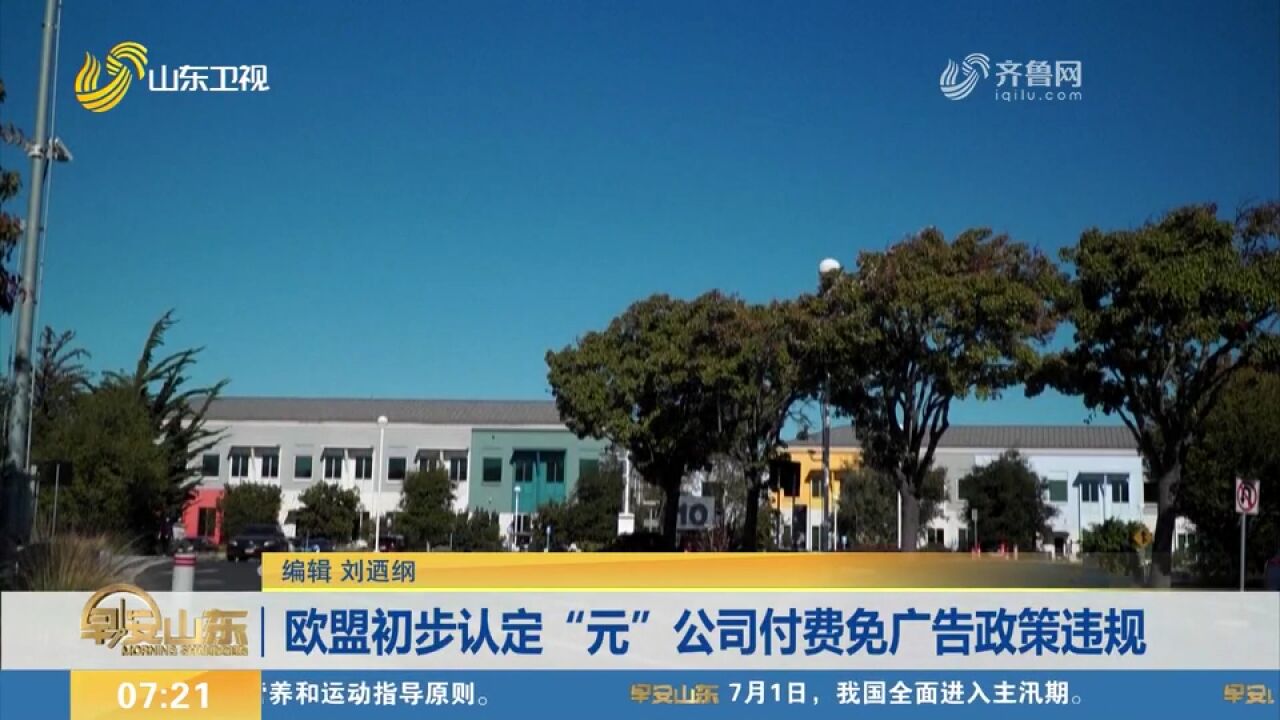 欧盟初步认定美国社交媒体巨头“元”公司付费免广告政策违规