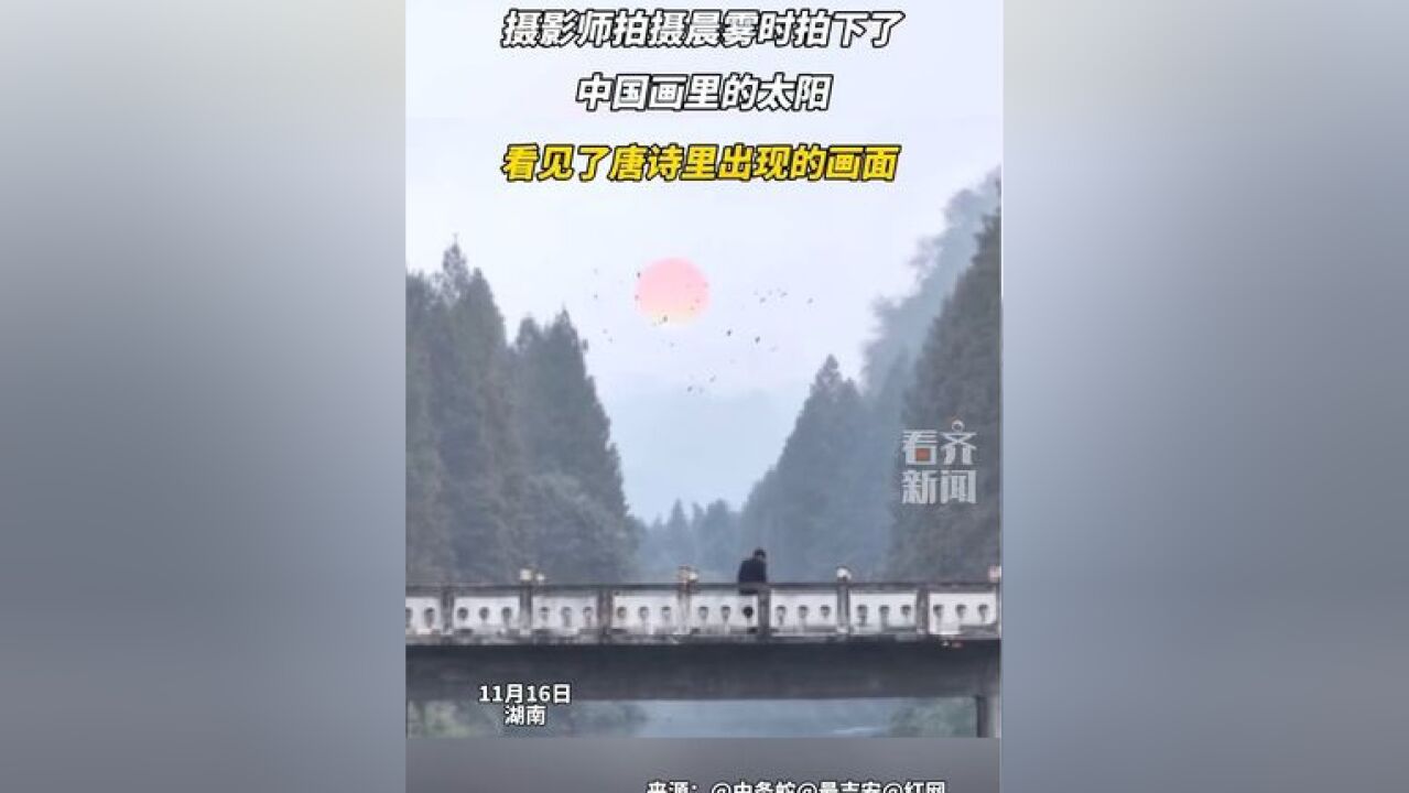 摄影师拍摄晨雾时拍下了 中国画里的太阳