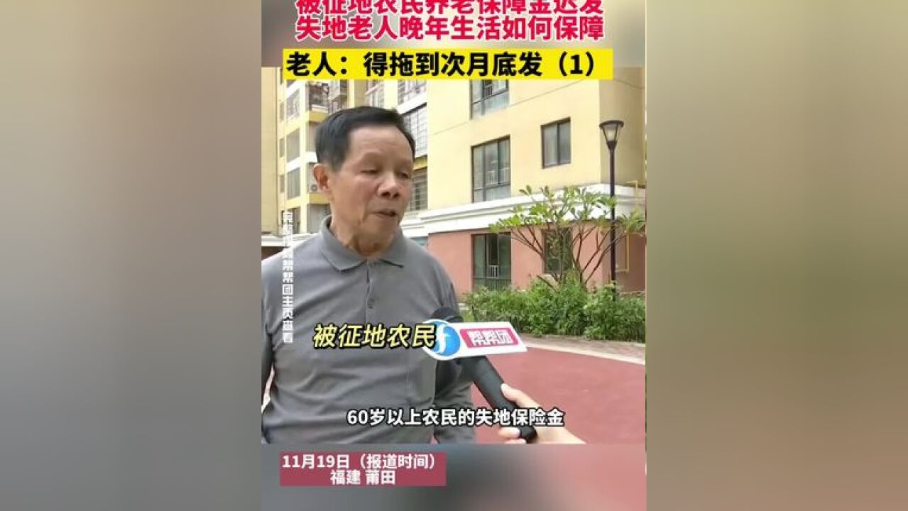 被征地农民养老保障金迟发,失地老人晚年生活如何保障,老人:得拖到次月底发