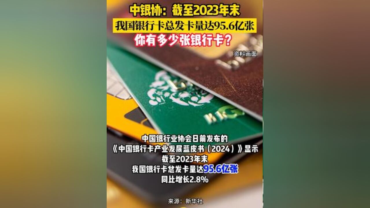 中银协:截至2023年末我国银行卡总发卡量达95.6亿张 你有多少张银行卡?