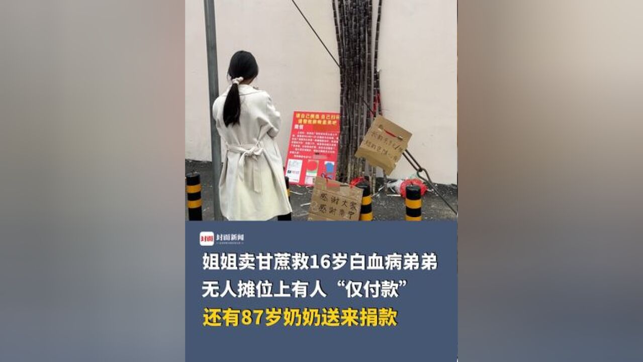 姐姐卖甘蔗救16岁白血病弟弟,无人摊位上有人“仅付款”,还有87岁奶奶送来捐款