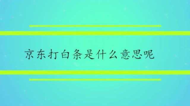 京东打白条是什么意思呢