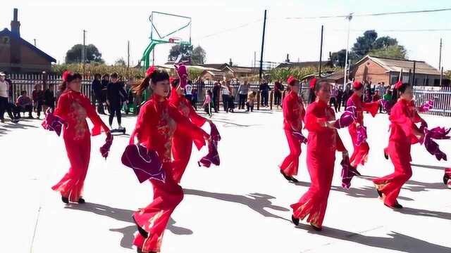 广场舞《美丽村庄》优美手绢舞,变队形版真好看