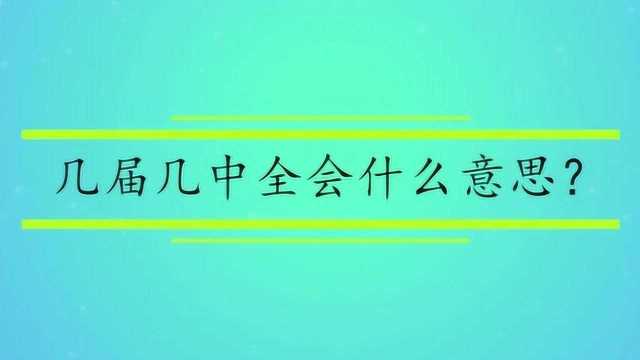 几届几中全会什么意思?