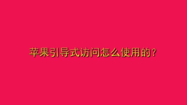 苹果引导式访问怎么使用的?