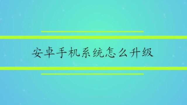 安卓手机系统怎么升级