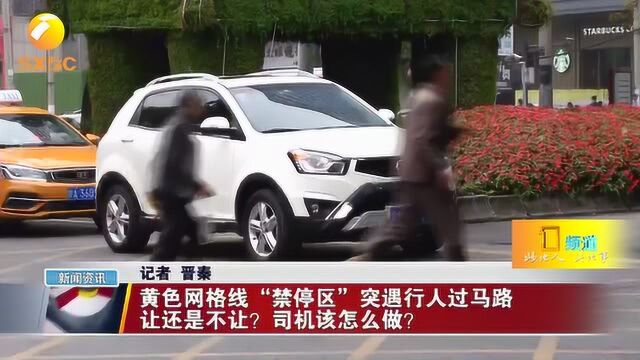 黄色网格线“禁停区”突遇行人过马路 让还是不让?该怎么做?