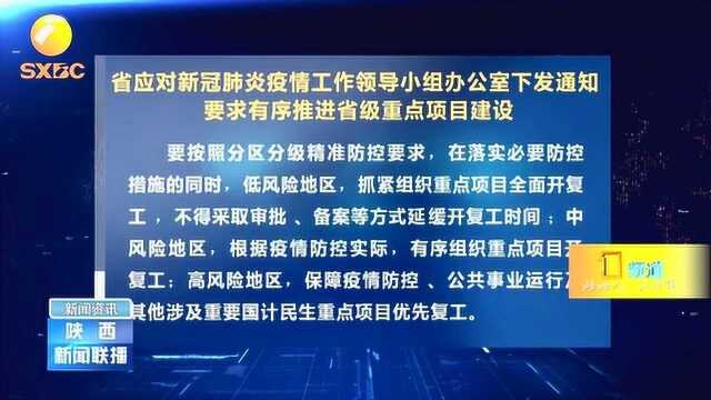 陕西应对新冠肺炎疫情领导小组通知:有序推进省级重点项目建设