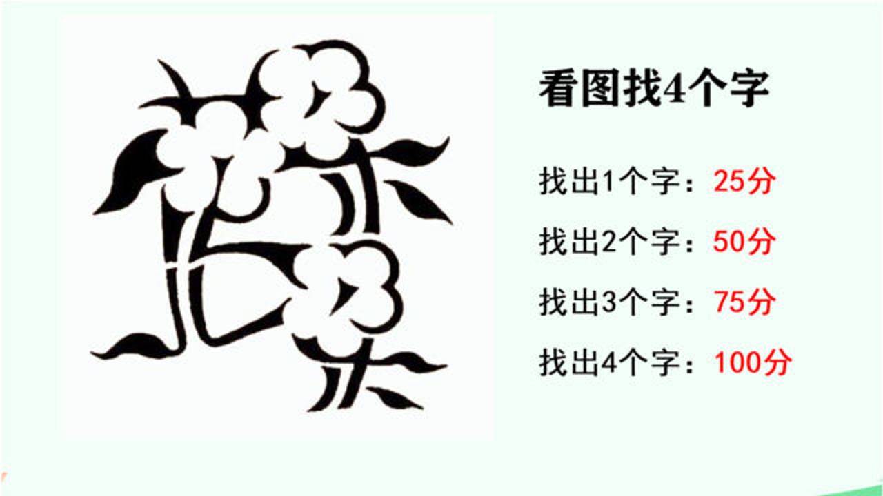 看图找4个字这幅图难住了不少同学你能看出来是哪4个字吗