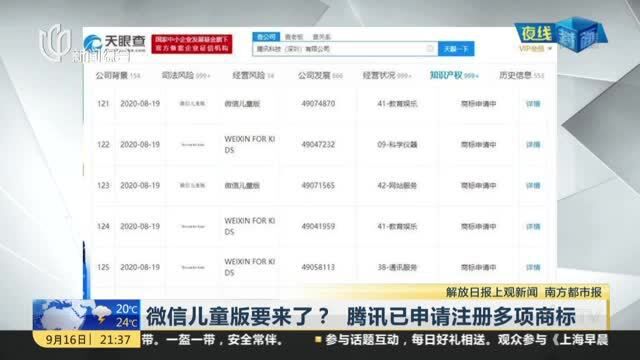 微信儿童版要来了? 腾讯已申请注册多项商标