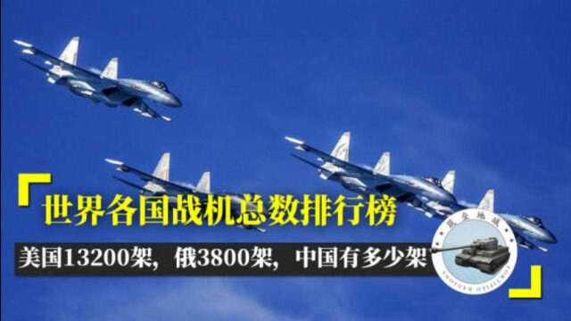 中美俄战斗机总数排行:美13200架,俄3800架,中国有多少