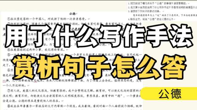 写作手法、赏析句子怎么答?《公德》六年级阅读理解