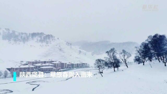 陕西陇县:草原春雪入画来