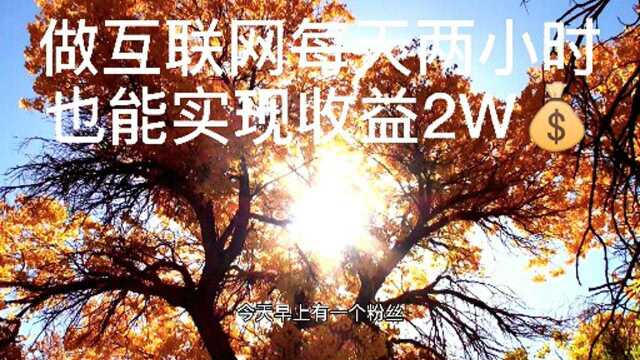 做互联网每天花两个小时,也能实现月收益2W+,相信你也能行