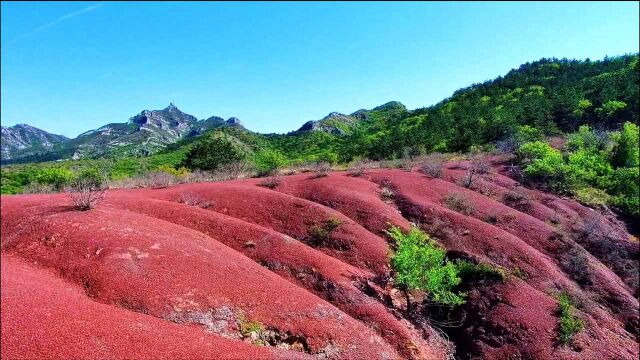 辽宁朝阳大山中发现一处秘境,满山沙石全是红色,景观壮丽太美了