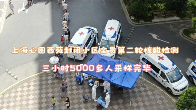 上海心圆西苑封闭小区第二轮核酸检测,三小时5000多人采样完毕