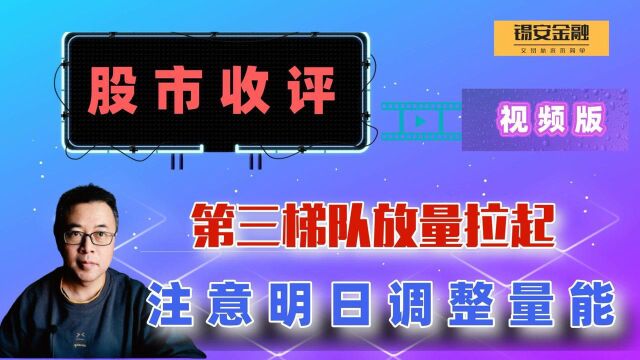 周三股市收评:第三梯队放量拉起,注意明日调整量能