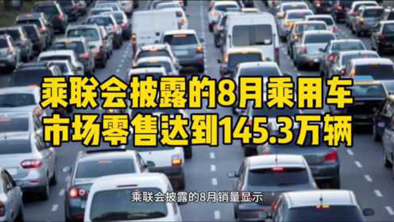 乘联会披露的8月乘用车市场零售达到145.3万辆