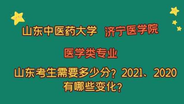 山东中医药大学、济宁医学院,医学专业,2021、2020山东多少分?