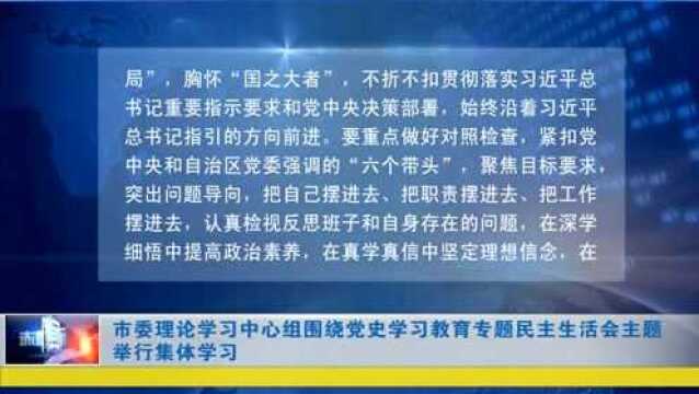 市委理论学习中心组围绕党史学习教育专题民主生活会主题举行集体学习