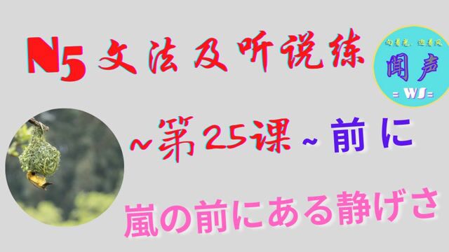 日语学习 | 日语N5文法及听说练 No.25 ~前に | 日语口语