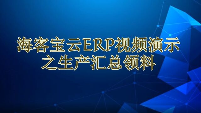 海客宝云ERP生产汇总领料