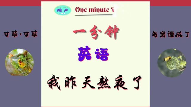 一分钟英语D25 我昨晚熬夜了 | 英语学习 | Learn English | 英语口语 | 英语语法