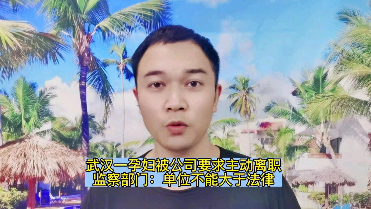 武汉一孕妇被公司要求主动离职,监察部门:单位不能大于法律