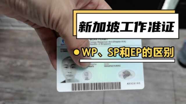 新加坡WP、SP和EP准证的区别,要来工作的朋友要清楚,目的要明确