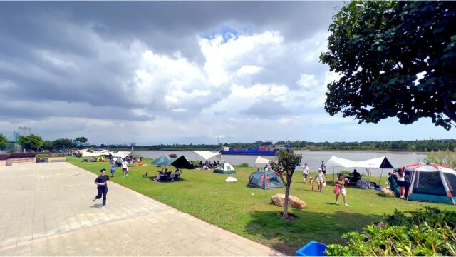 佛山半月岛湿地公园,一线江景,露营的好地方