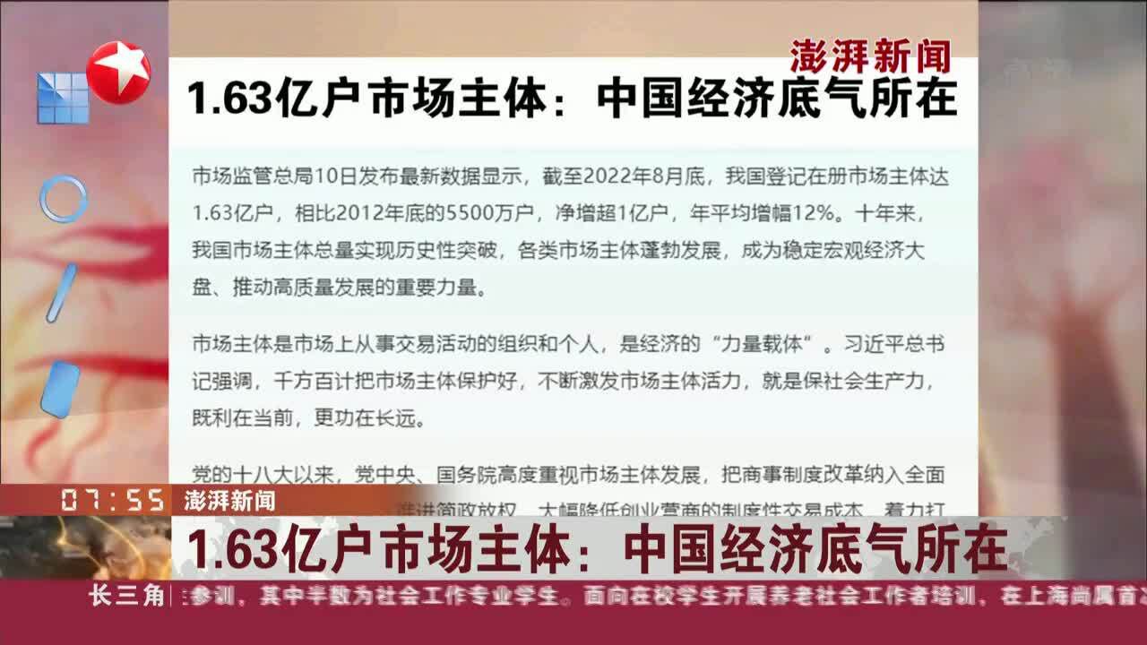 澎湃新闻 1.63亿户市场主体:中国经济底气所在