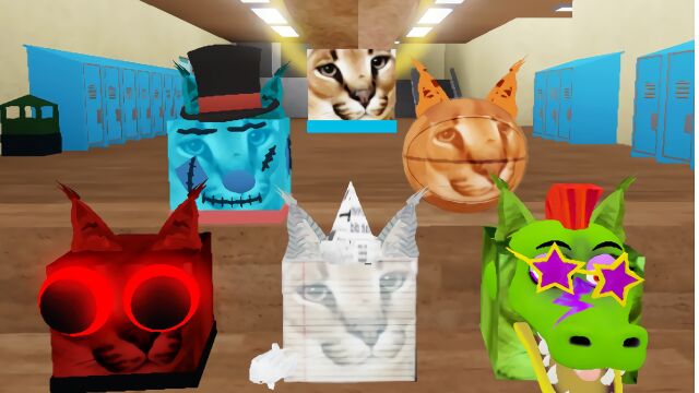 我在学校里找到了各种各样的方块猫!ROBLOX寻找方块猫