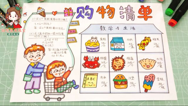 小学生新年购物清单手抄报,数学与生活小报,赶快收藏备用吧!