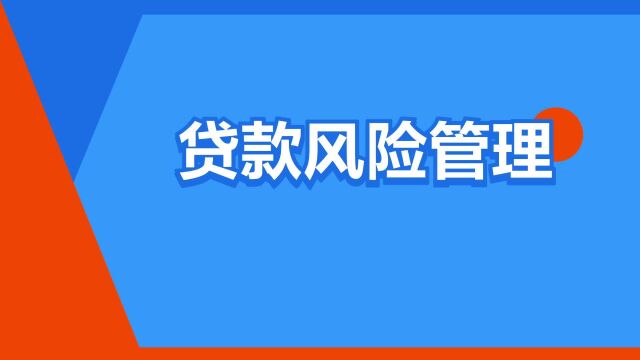 “贷款风险管理”是什么意思?