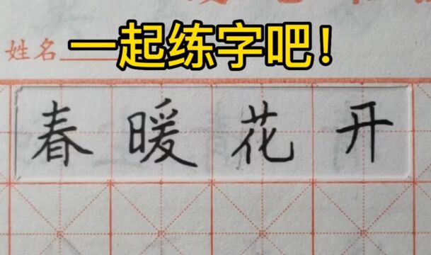 第24集 一起练字吧!中性笔楷书,成语“春暖花开”